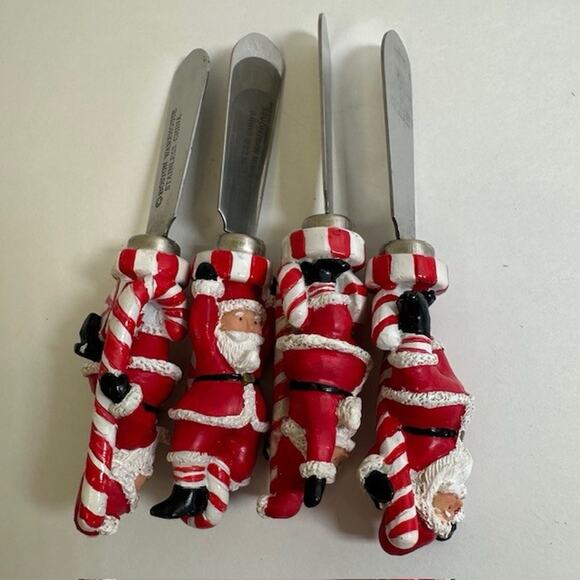 Boston Warehouse Peppermint Parade Santa Cheese Spreader set/4 Christmas Holiday - Picture 5 of 16